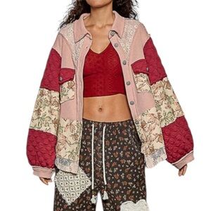 POL Women's Patchwork Jacket - Red and Pink